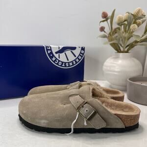 Birkenstock Boston VL/Shearling Suede Taupe Narrow Fit Men 3/Women 5 NWB